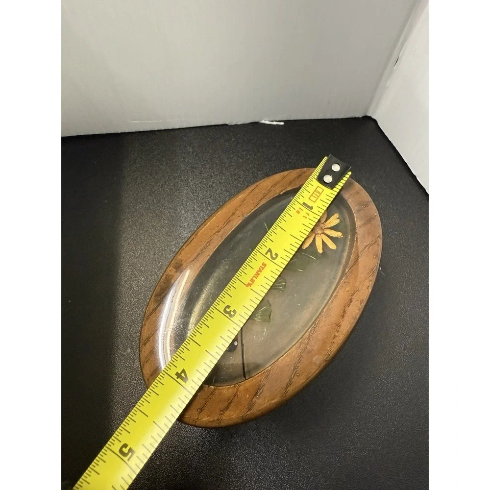 Vintage 1970's Design Gifts Wood Trinket Box Resin Lid Authentic Ladybug Flower